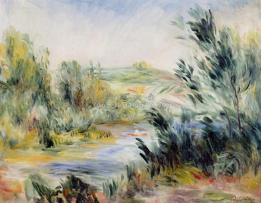 The Banks of a River, Rower in a Boat - 皮埃尔·奥古斯特·雷诺阿